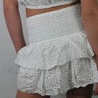 Gathered Bohemian Seaside Frill Skirt