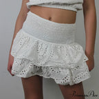 Gathered Bohemian Seaside Frill Skirt