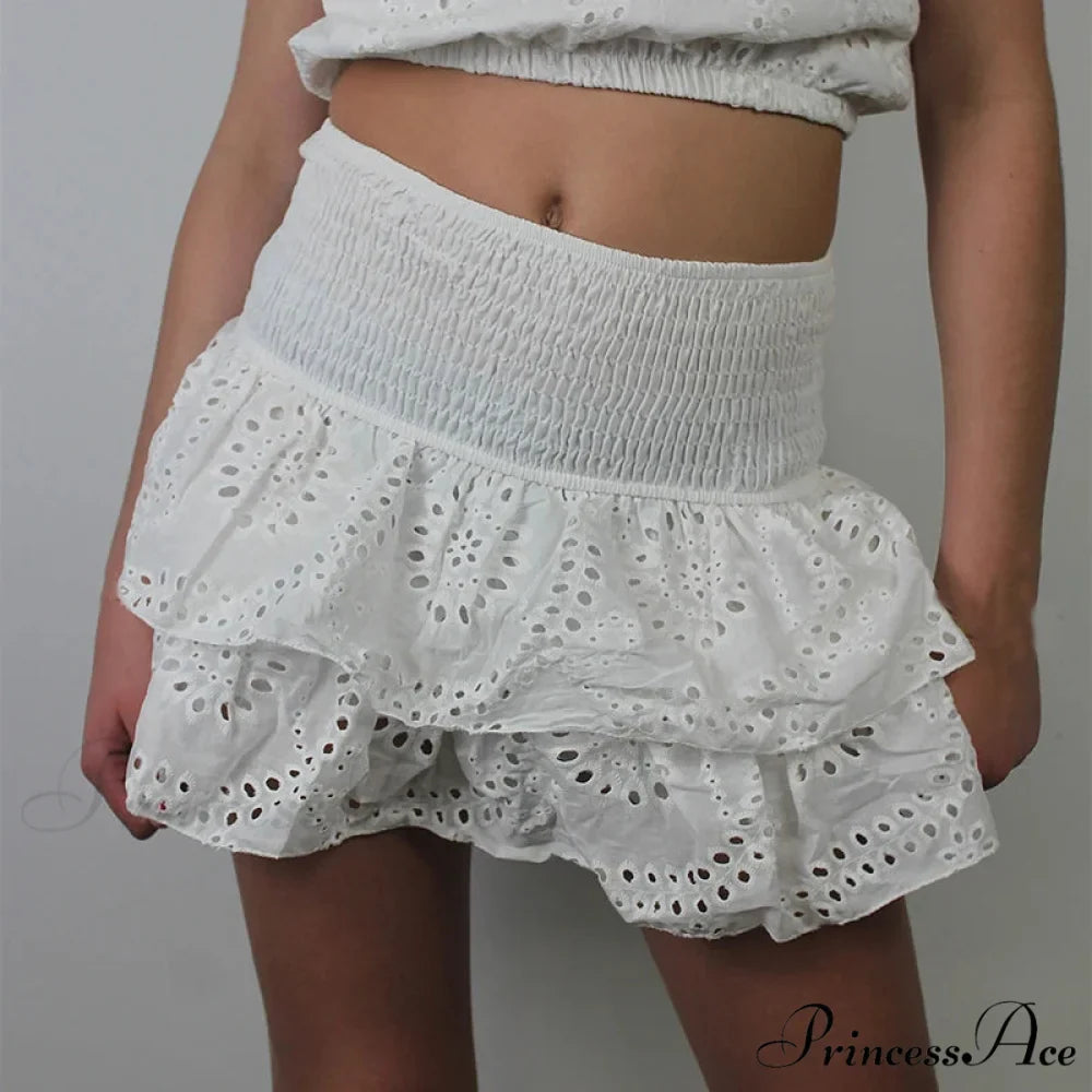 Gathered Bohemian Seaside Frill Skirt