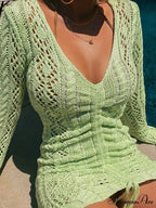 Gathered Cinched Knit Mini Dress