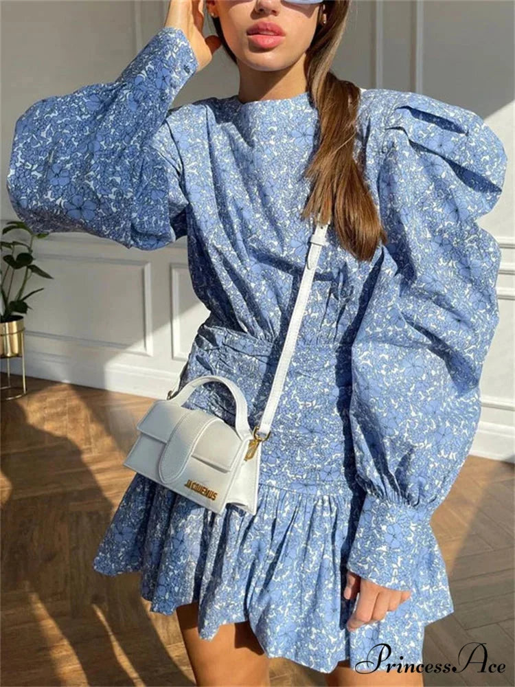 Gathered Extended Sleeve Short Dress