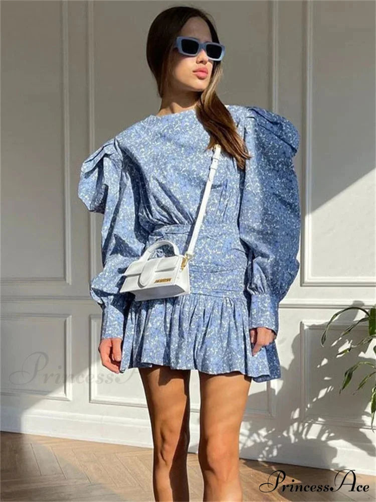 Gathered Extended Sleeve Short Dress