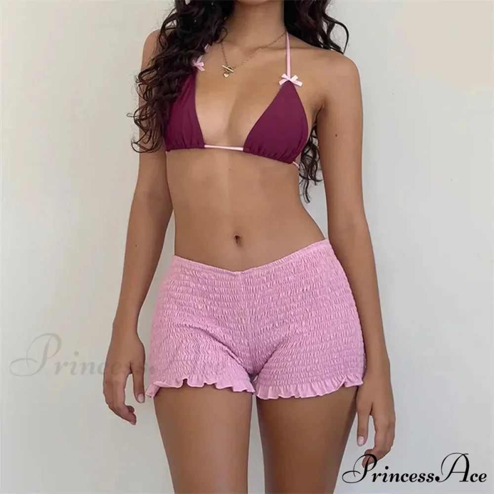 Gathered Frilled Stretchy Waist Short