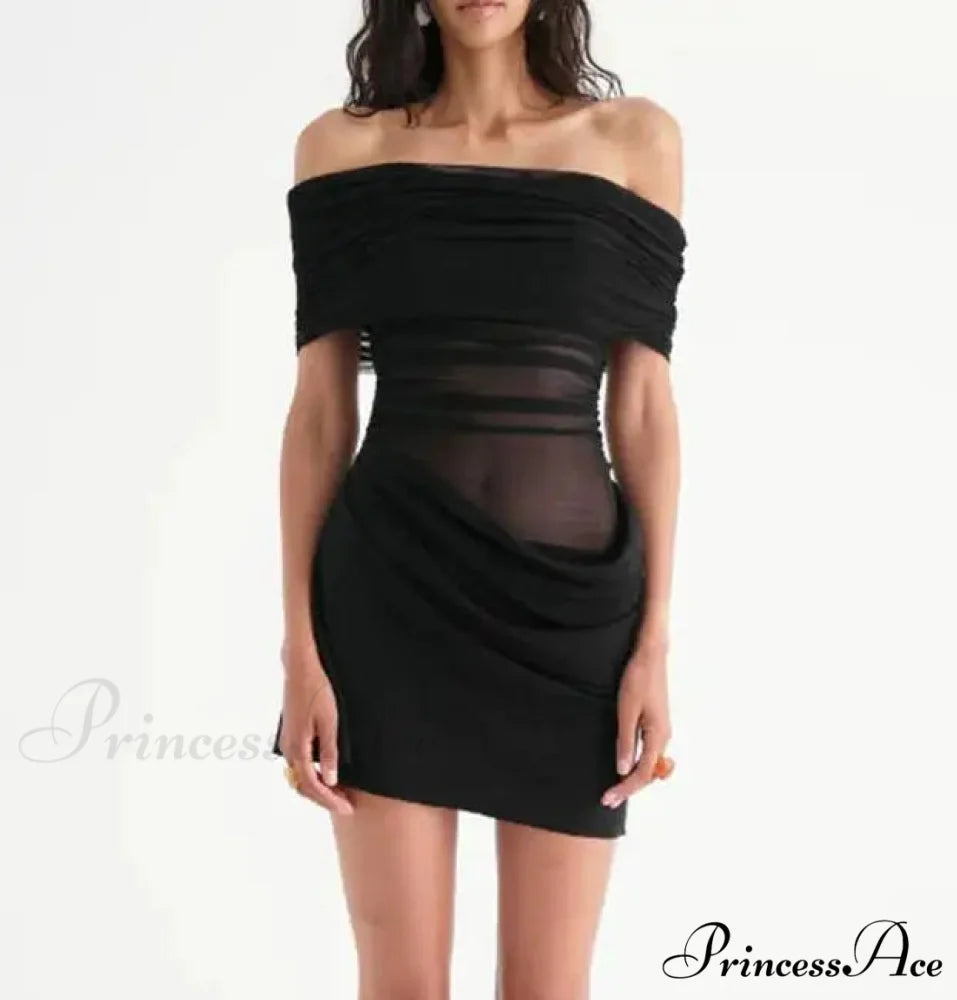 Gathered Net Celebration Mini Dress