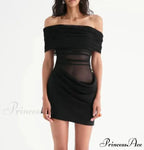 Gathered Net Celebration Mini Dress