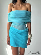 Gathered Net Celebration Mini Dress