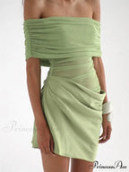 Gathered Net Celebration Mini Dress