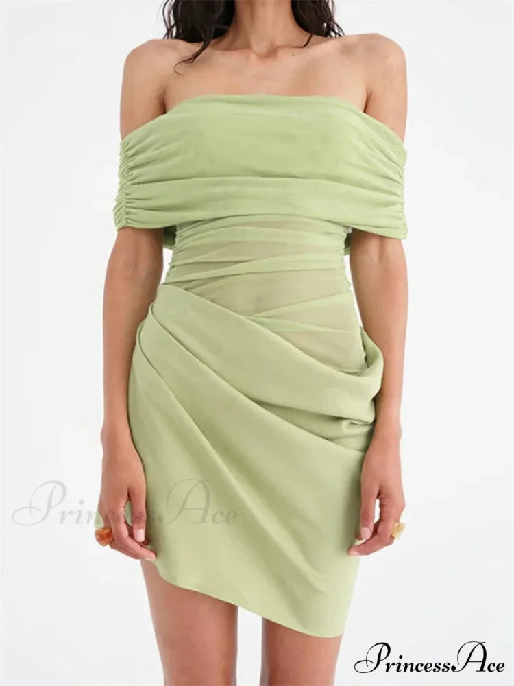 Gathered Net Celebration Mini Dress