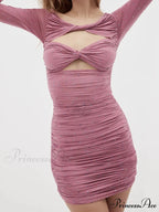 Gathered Rhombus Wrap Short Dress