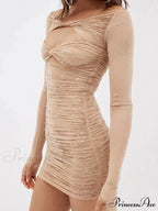 Gathered Rhombus Wrap Short Dress