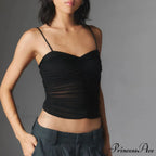 Gathered Thin Strap Crop Top
