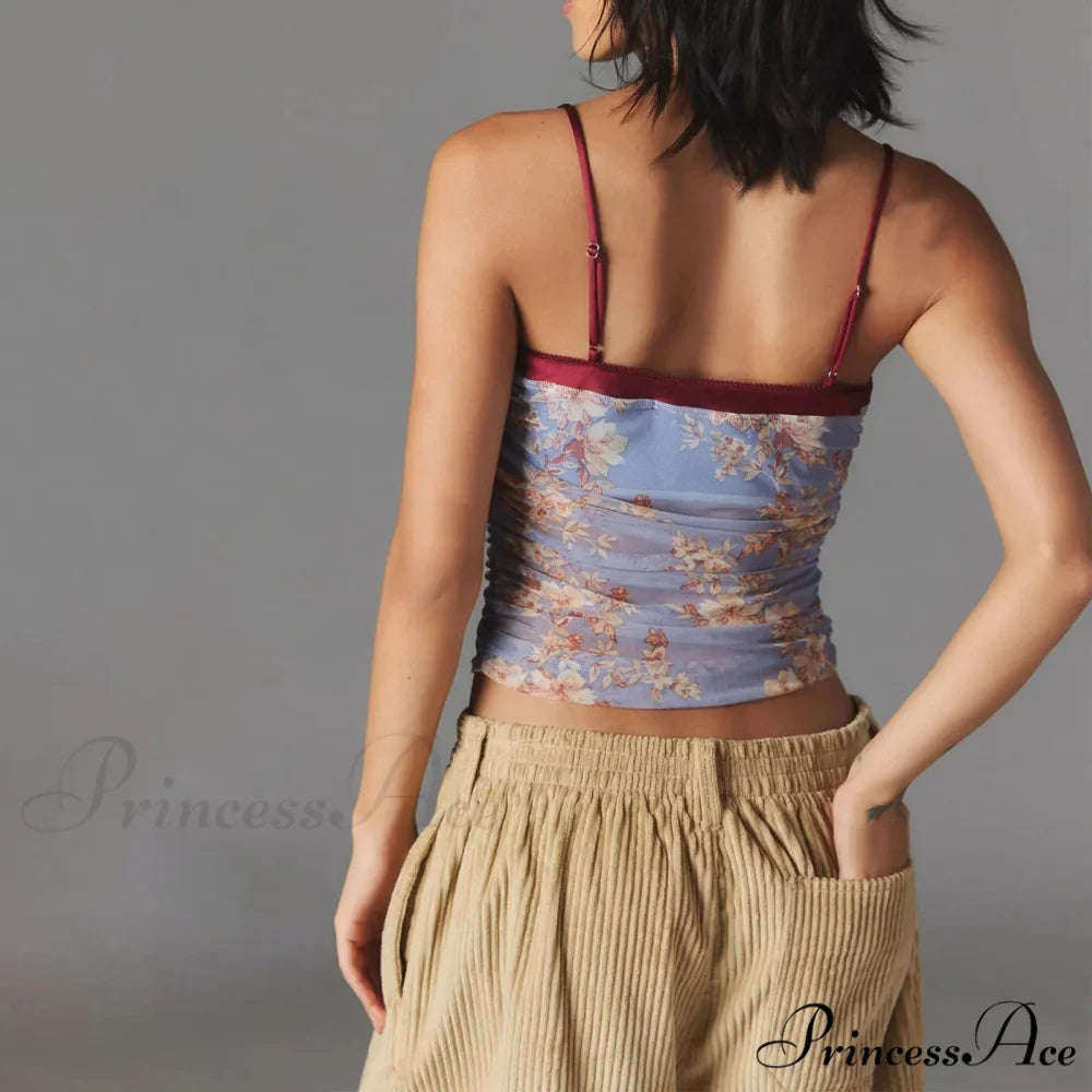 Gathered Thin Strap Crop Top