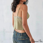 Gathered V-Neck Solid Crop Top