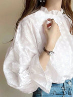 Gathering Ruching Lantern Sleeve Top Retro Top