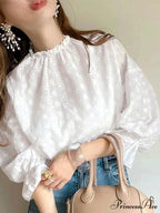 Gathering Ruching Lantern Sleeve Top Retro Top