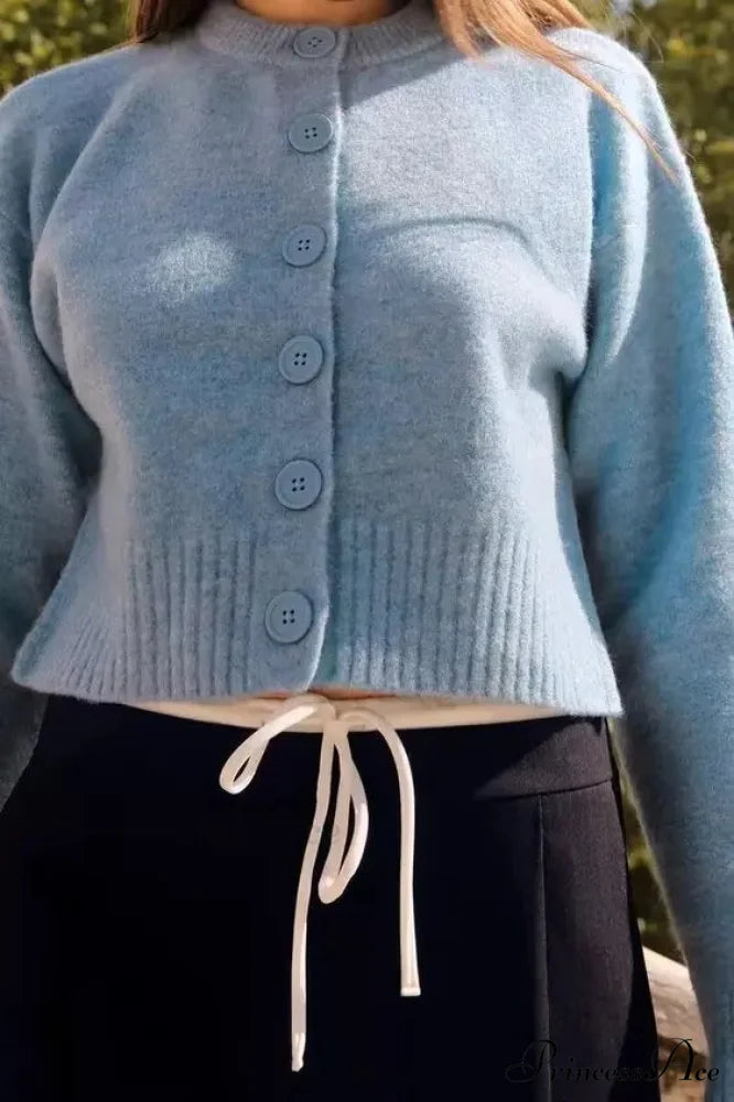 Gentle Basic Circular Neck Lengthy Sleeve Cardigan