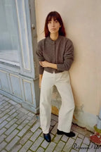 Gentle Basic Circular Neck Lengthy Sleeve Cardigan