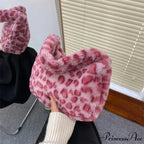 Gentle Fluffy Leopard Design Shoulder Tote Purse