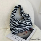 Gentle Fluffy Leopard Design Shoulder Tote Purse