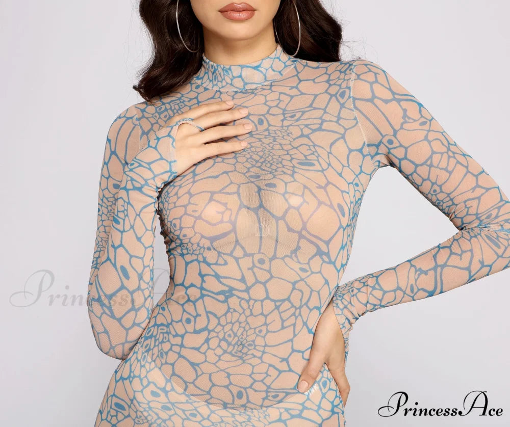 Geometric Glam Stylish Mesh Mini Dress