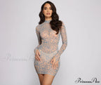 Geometric Glam Stylish Mesh Mini Dress