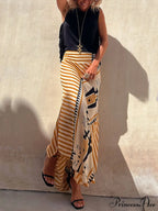 Geometric Print Elastic Charming Waist Maxi Skirt