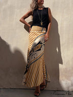 Geometric Print Elastic Charming Waist Maxi Skirt