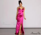 Gianna Formal High Charming Slit Satin Dress
