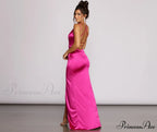 Gianna Formal High Charming Slit Satin Dress