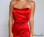 Gianna Strapless Stylish High-Slit Satin Dress