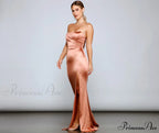 Gianna Strapless Stylish High-Slit Satin Dress