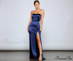 Gianna Strapless Stylish High-Slit Satin Dress