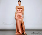Gianna Strapless Stylish High-Slit Satin Dress