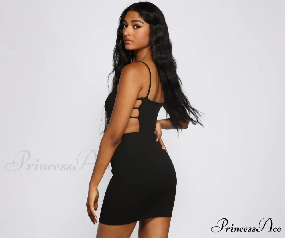 Glam And Pose Charming Crepe Cutout Mini Dress