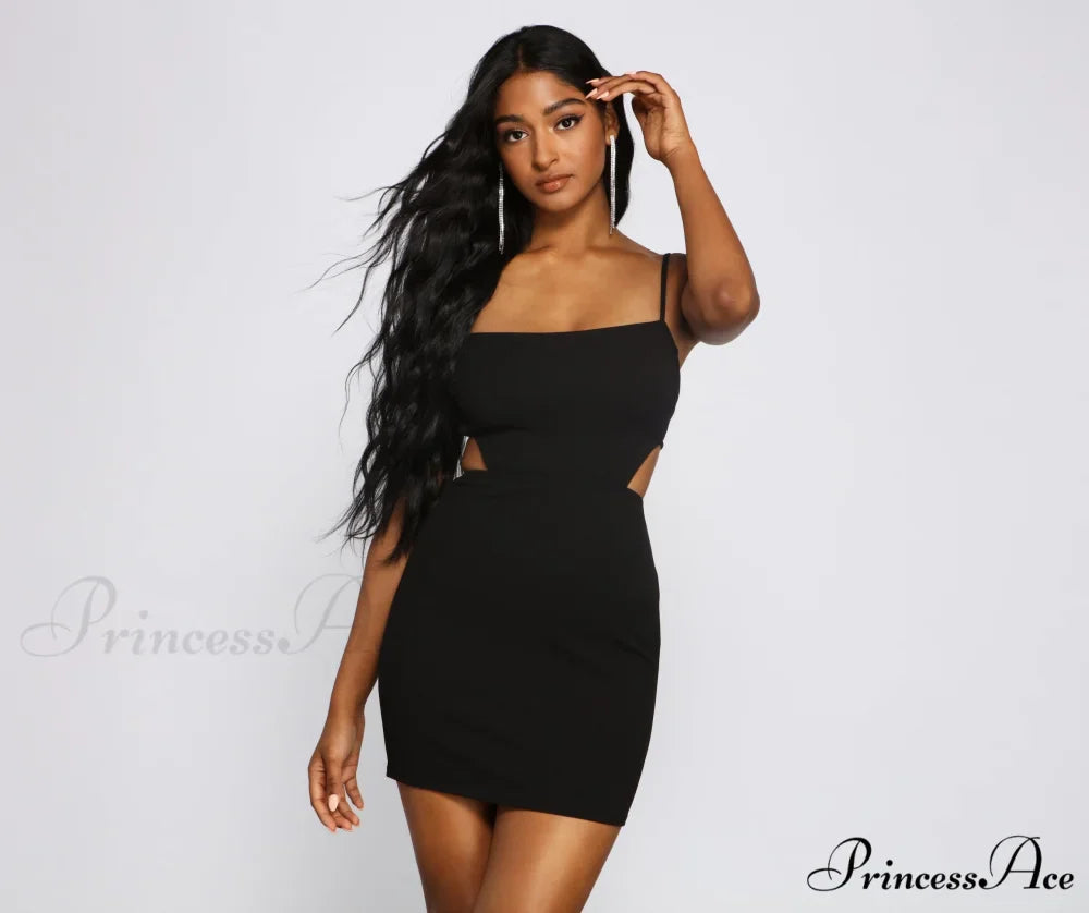 Glam And Pose Charming Crepe Cutout Mini Dress