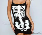 Glam Ghoul Skeleton Charming Print Mini Dress