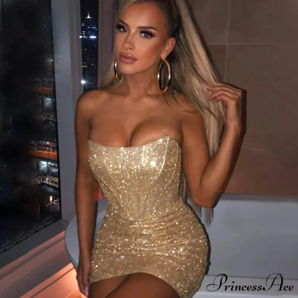 Glamorous Night Club Sexy Bodycon Glitter Christmas Party Dress