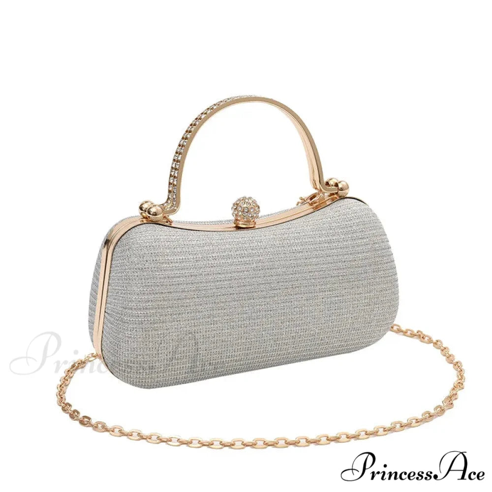 Gleaming Heart Form Evening Clutch Chain Shoulder Bag