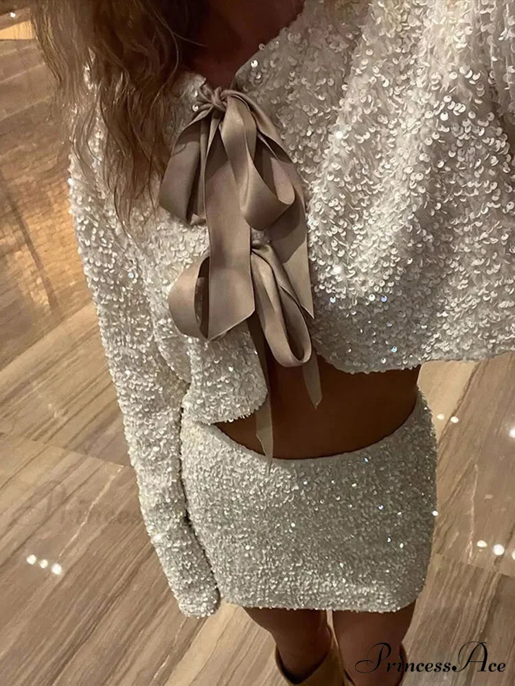 Gleaming Ivory Sequins Jacket