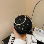 Glimmering Circular Glossy Gem Evening Shoulder Clutch Bag