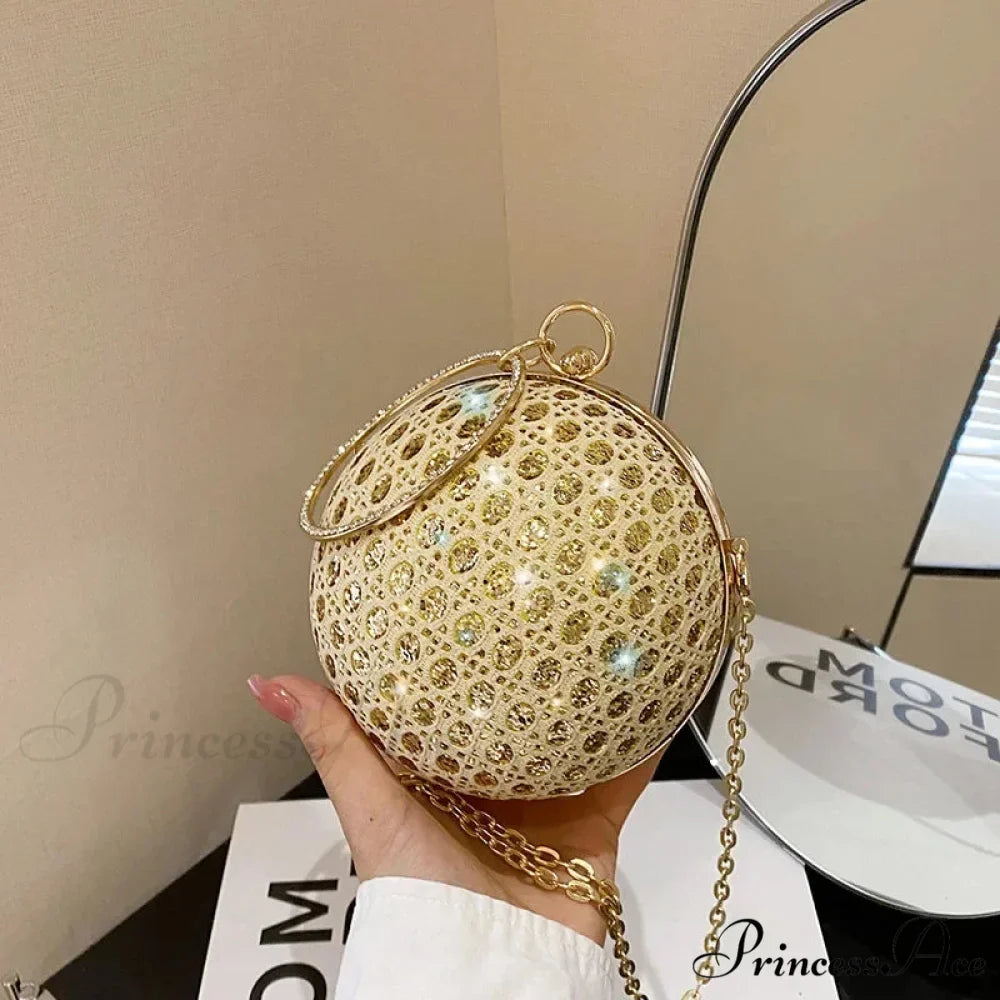 Glimmering Circular Glossy Gem Evening Shoulder Clutch Bag