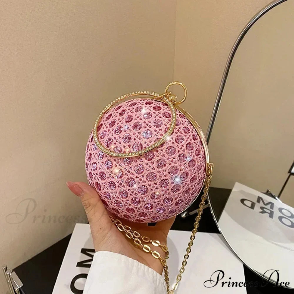 Glimmering Circular Glossy Gem Evening Shoulder Clutch Bag