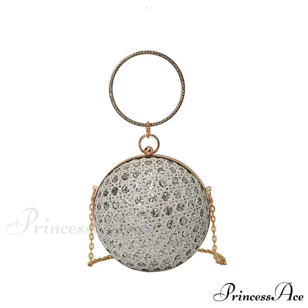 Glimmering Circular Glossy Gem Evening Shoulder Clutch Bag