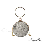 Glimmering Circular Glossy Gem Evening Shoulder Clutch Bag