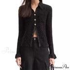 Glitter Blended Slim Fit Knit Cardigan