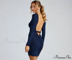 Glitter Nights Open Charming Back Mini Dress