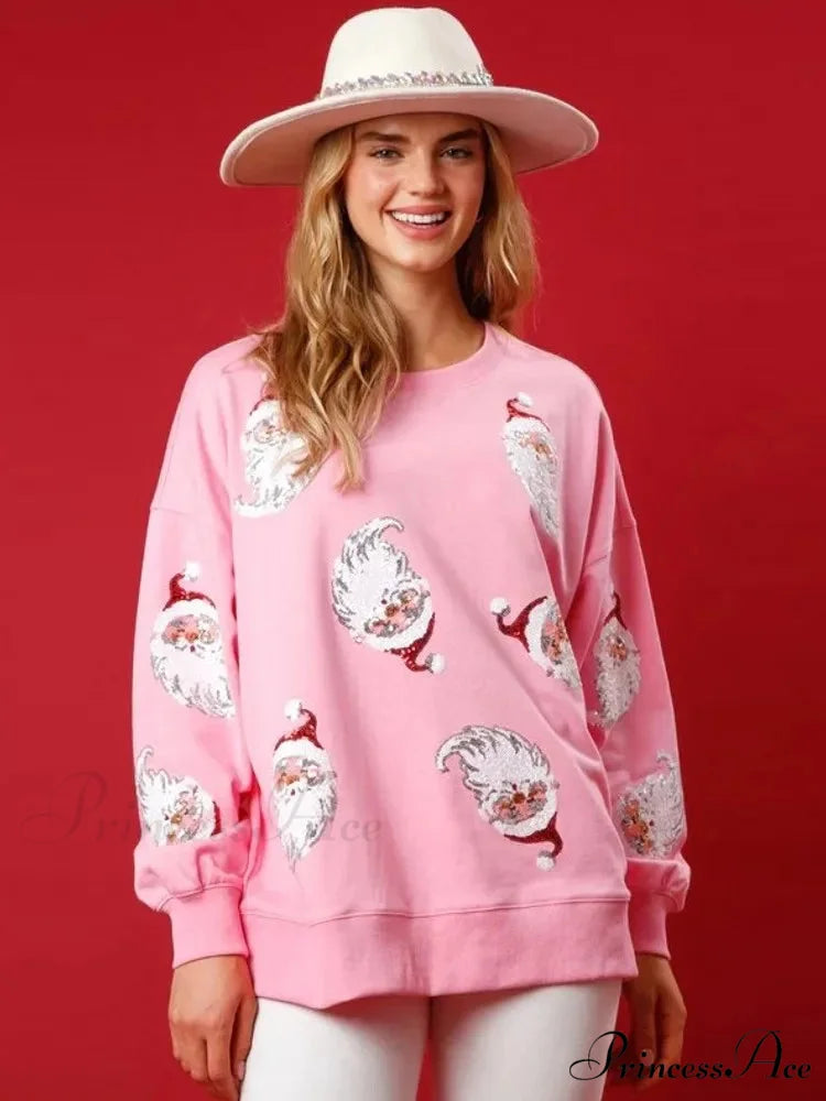 Glitter Patchwork Vintage Harajuku Slim Long Sleeve Streetwear Christmas Hoodie