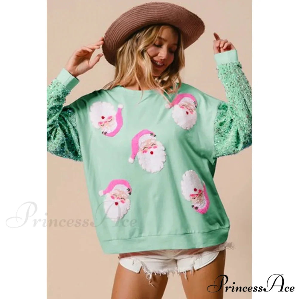 Glitter Patchwork Vintage Harajuku Slim Streetwear Christmas Hoodie