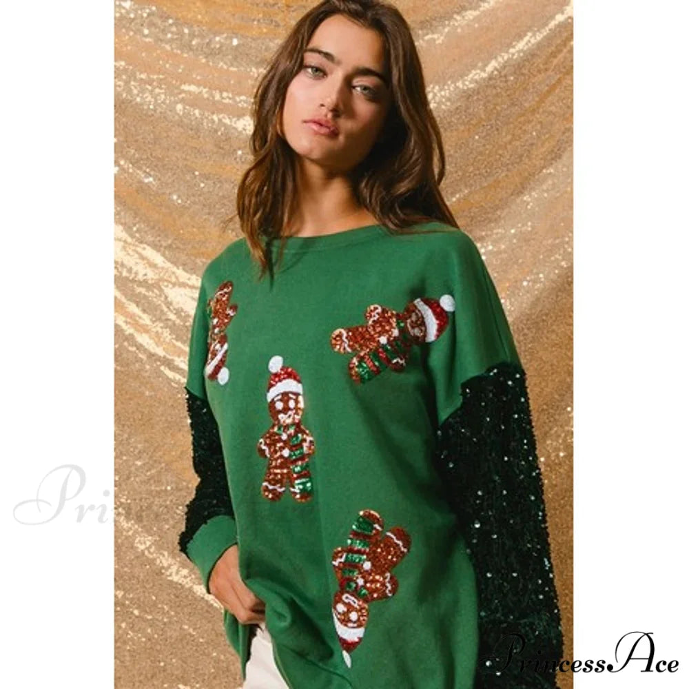 Glitter Patchwork Vintage Harajuku Slim Streetwear Christmas Hoodie