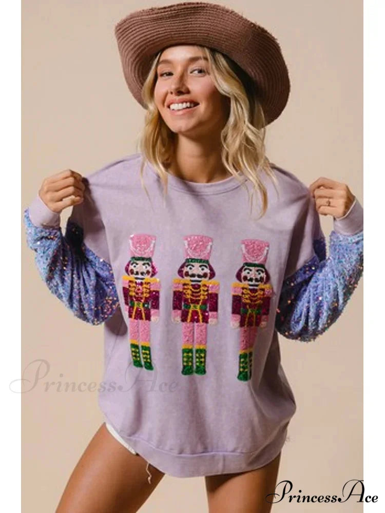 Glitter Patchwork Vintage Harajuku Slim Streetwear Christmas Hoodie